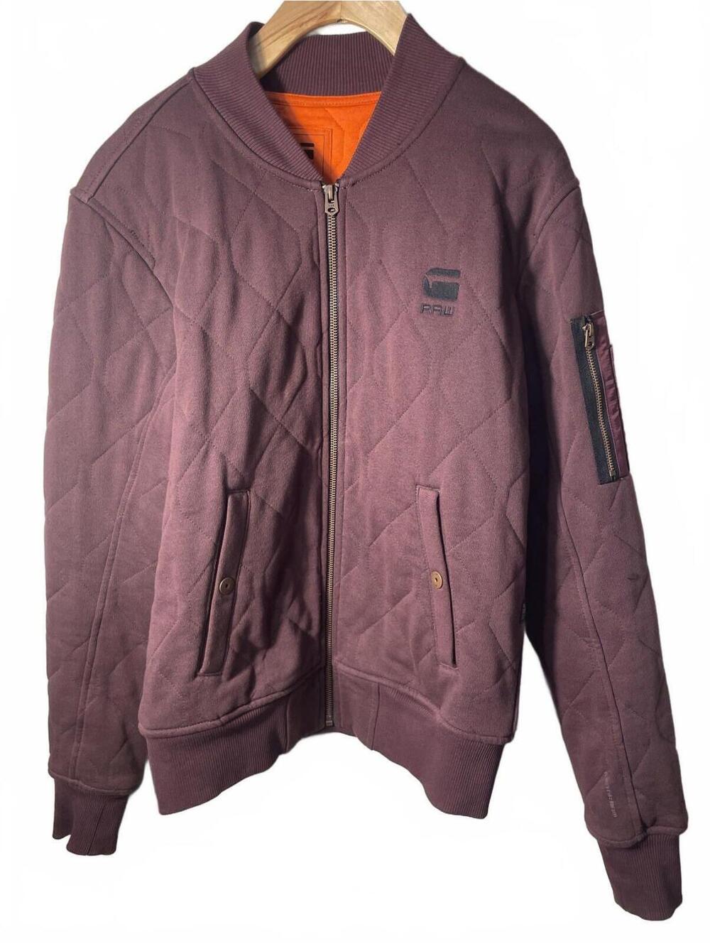 G-Star Quilted Bomber Jacket Mens Size Small Purple Orange Skater Grunge Fall